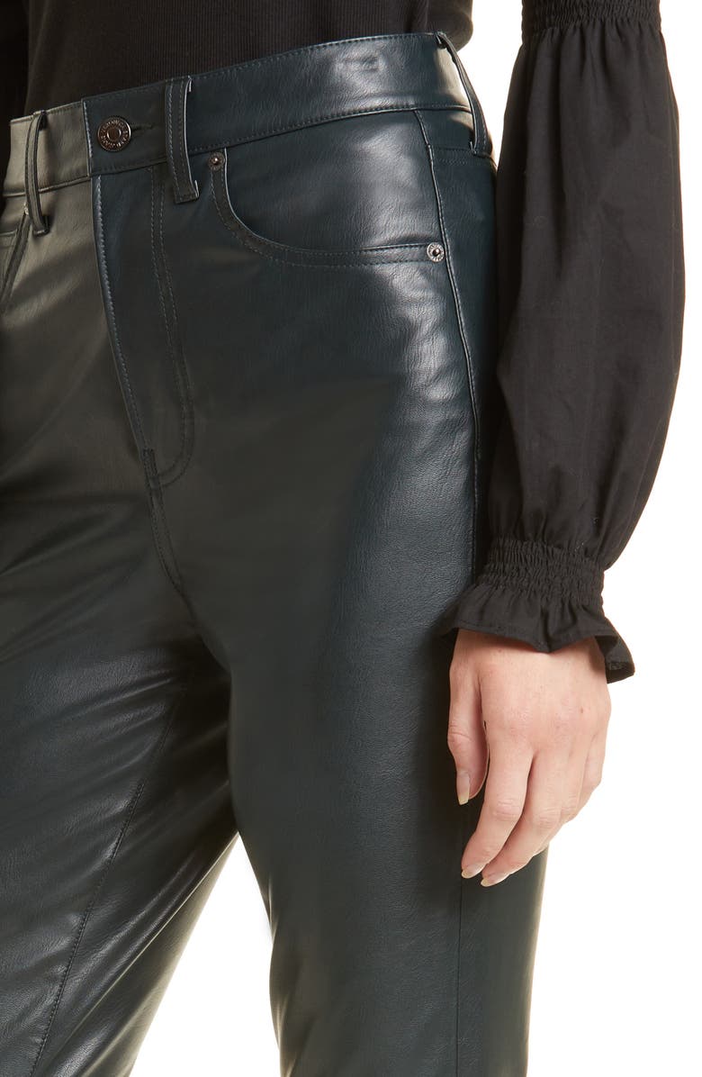 Veronica Beard Maera High Waist Faux Leather Skinny Pants, Alternate, color, Emerald