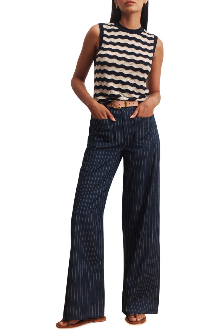 Everyday Scallop Pointelle Sweater Vest, Alternate, color, INKSTORM BLUE/ DARK OPAL