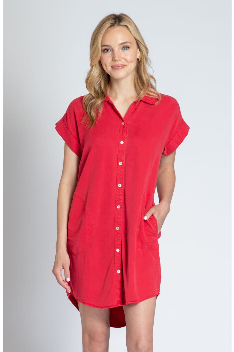 Short Sleeve Shirtdress, Alternate, color, RED