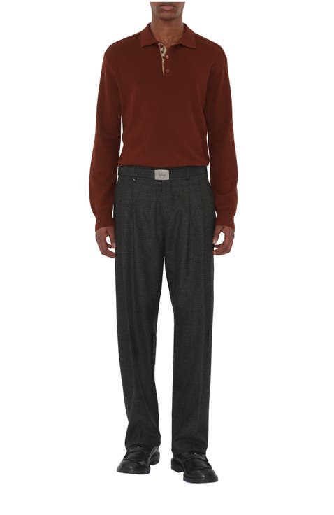 Long-sleeve Wool Polo Shirt