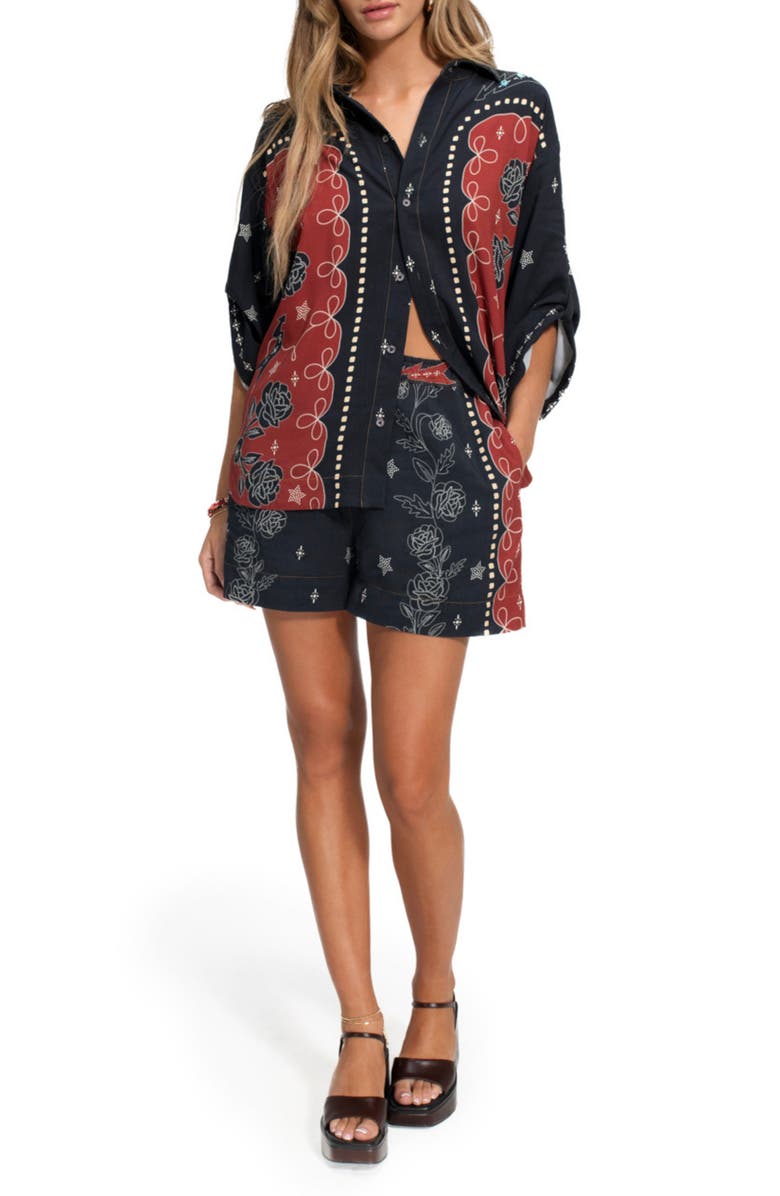 Agua Bendita Linny Bowly Cover-up Shorts, Main, color, Black