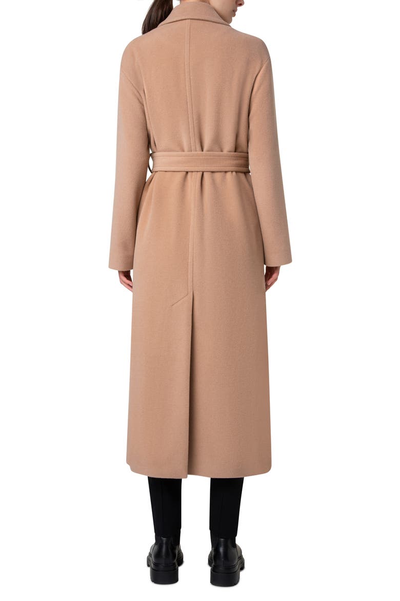 Double Breasted Belted Wool Blend Coat, Alternate, color, MALT