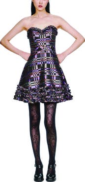 Anna Sui Shangri-La Taffeta Strapless Party Dress