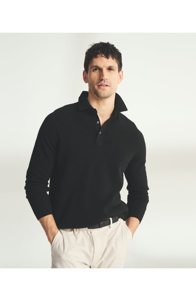 NAADAM Signature Cashmere Long Sleeve Polo, Main, color, Black