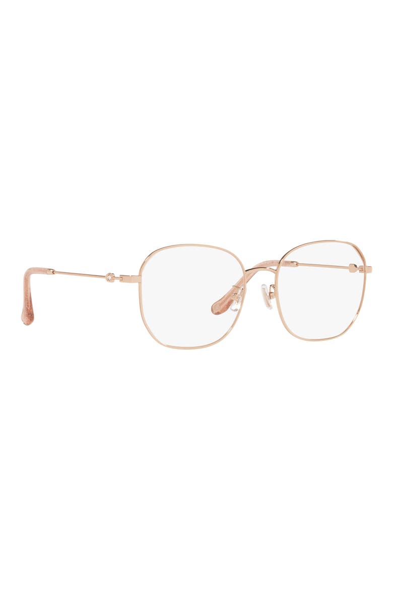 53mm Round Optical Glasses, Alternate, color, SHINY ROSE GOLD / DEMO LENS