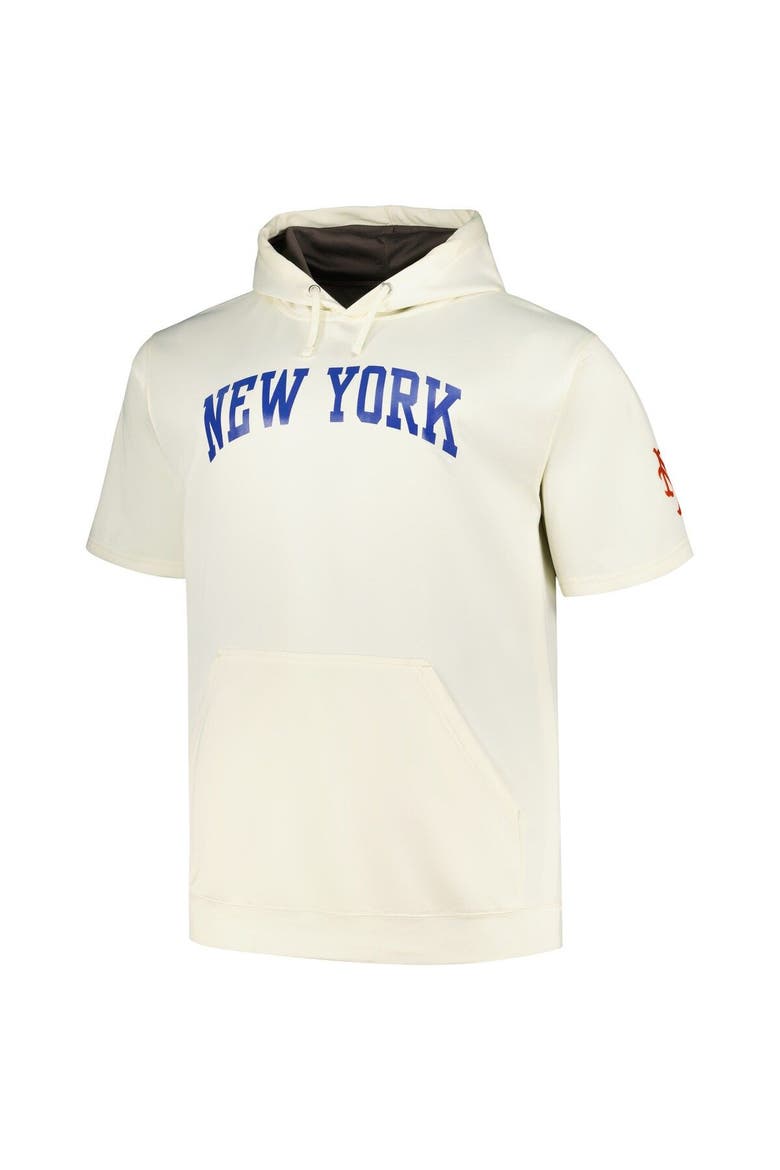 Men's Profile Oatmeal New York Mets Big & Tall Contrast Short Sleeve Pullover Hoodie, Alternate, color, Oatmeal