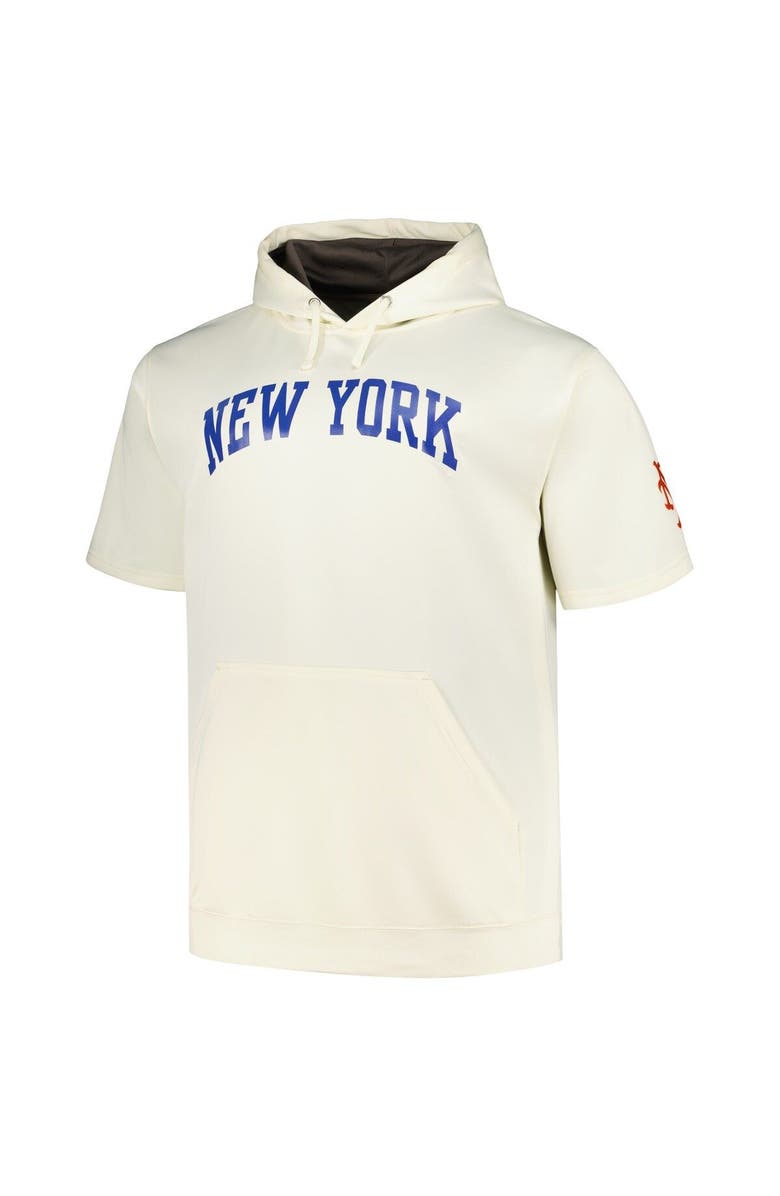 PROFILE Men's Profile Oatmeal New York Mets Big & Tall Contrast Short Sleeve Pullover Hoodie, Alternate, color, Oatmeal