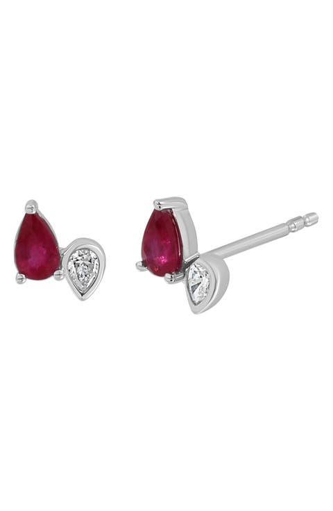 El Mar 18K White Gold Diamond & Ruby Stud Earrings (Nordstrom Exclusive)