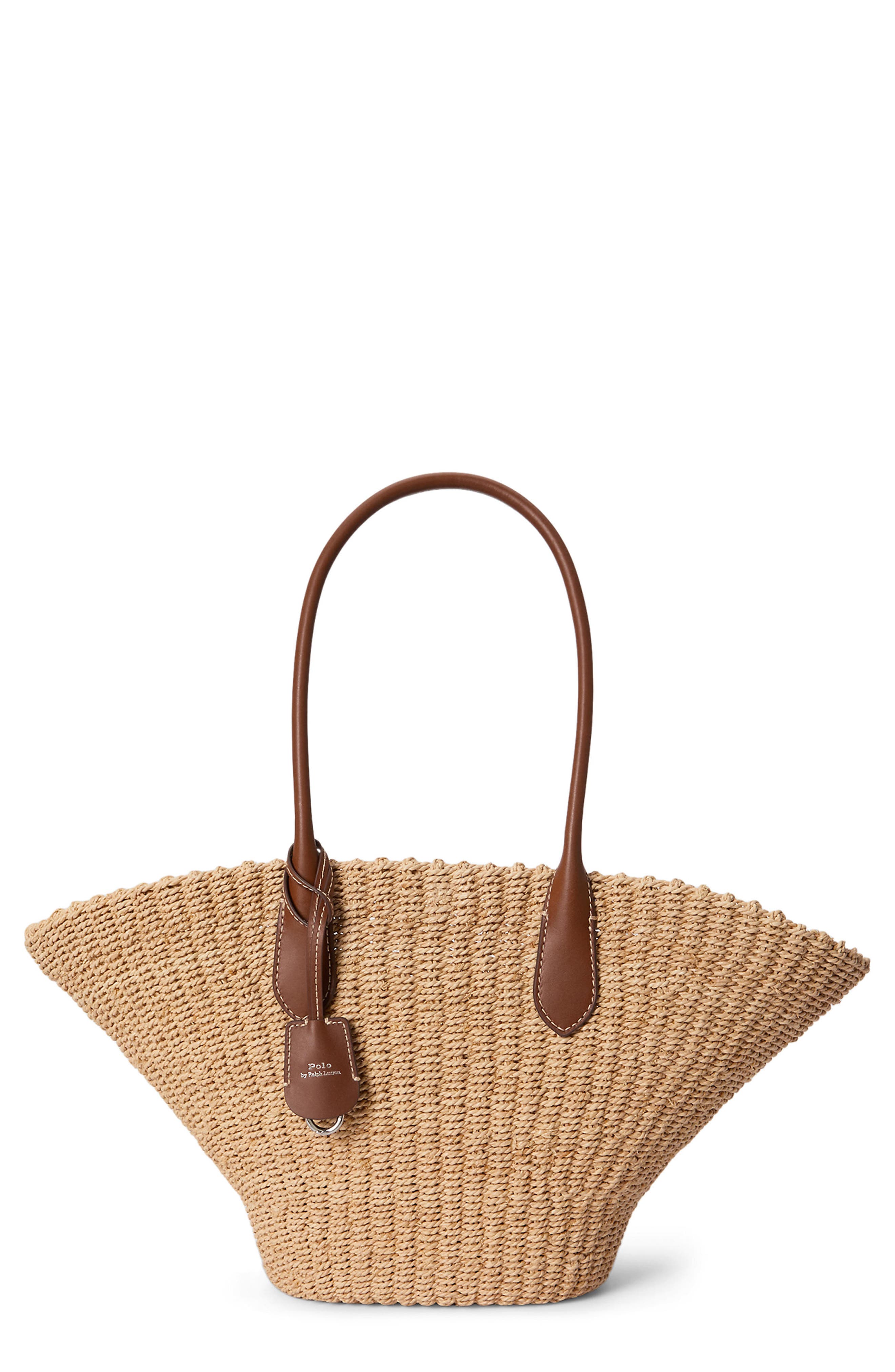Polo Ralph Lauren Bellport Raffia Basket Tote, Main, color, Natural/ Cuoio