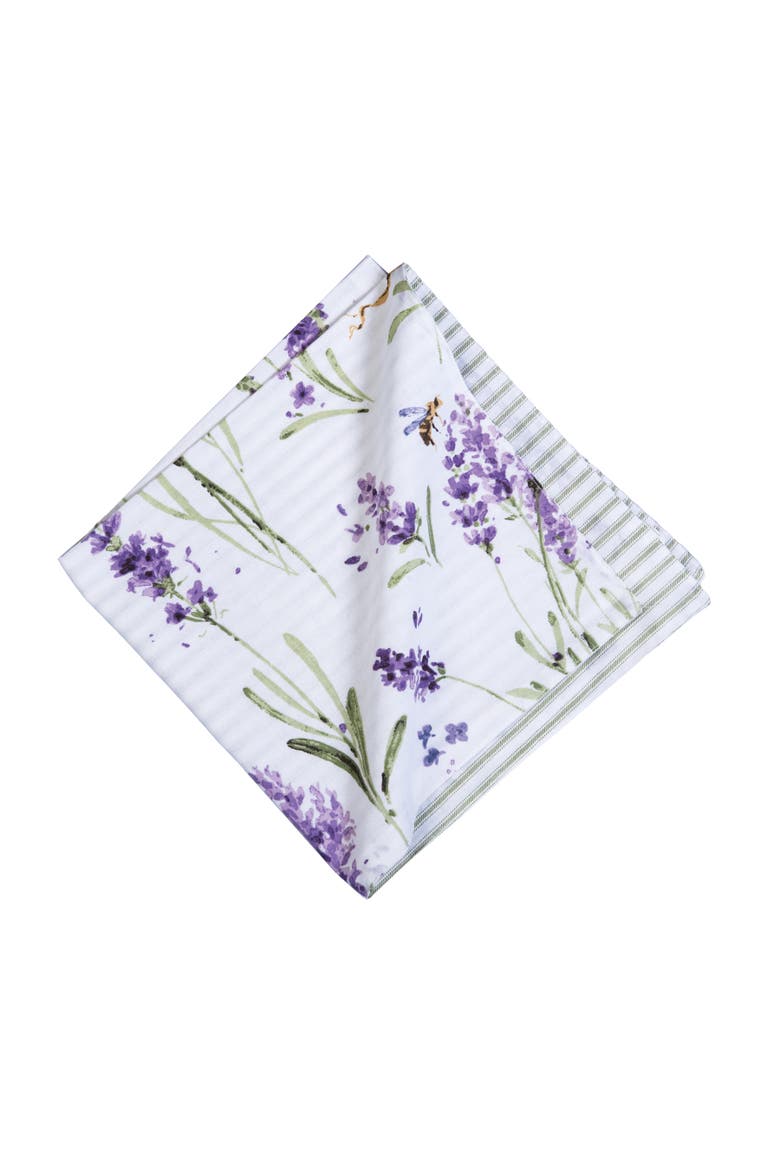 Lavender Fields Reversible Graphic Print Machine Washable Napkins Set of 6, Alternate, color, Purple