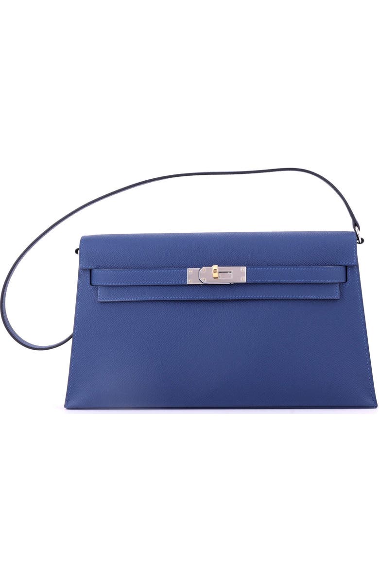 Pre-Owned Hermes Kelly Elan Shoulder Bag Epsom, Main, color, Bleu Tie