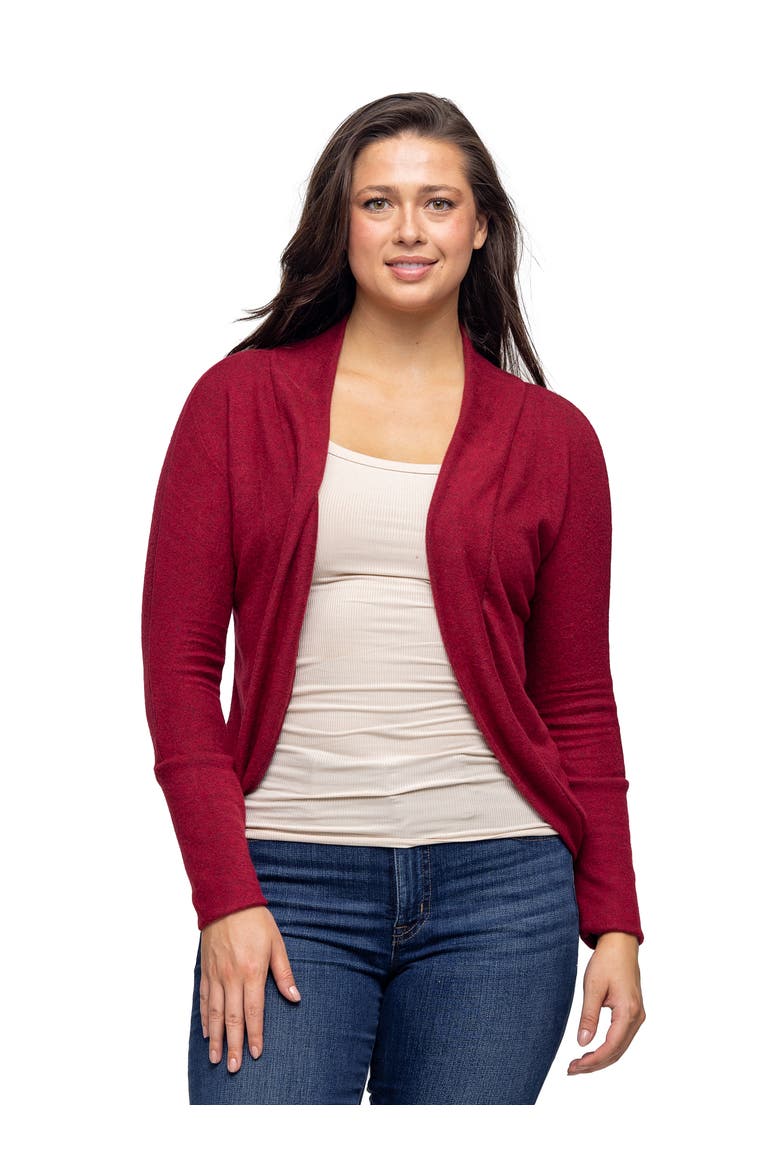 Curved Hem Open Front Long Womens Bolero Shrug, Main, color, Red
