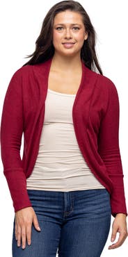 24seven Comfort Apparel Curved Hem Open Front Long Womens Bolero Shrug