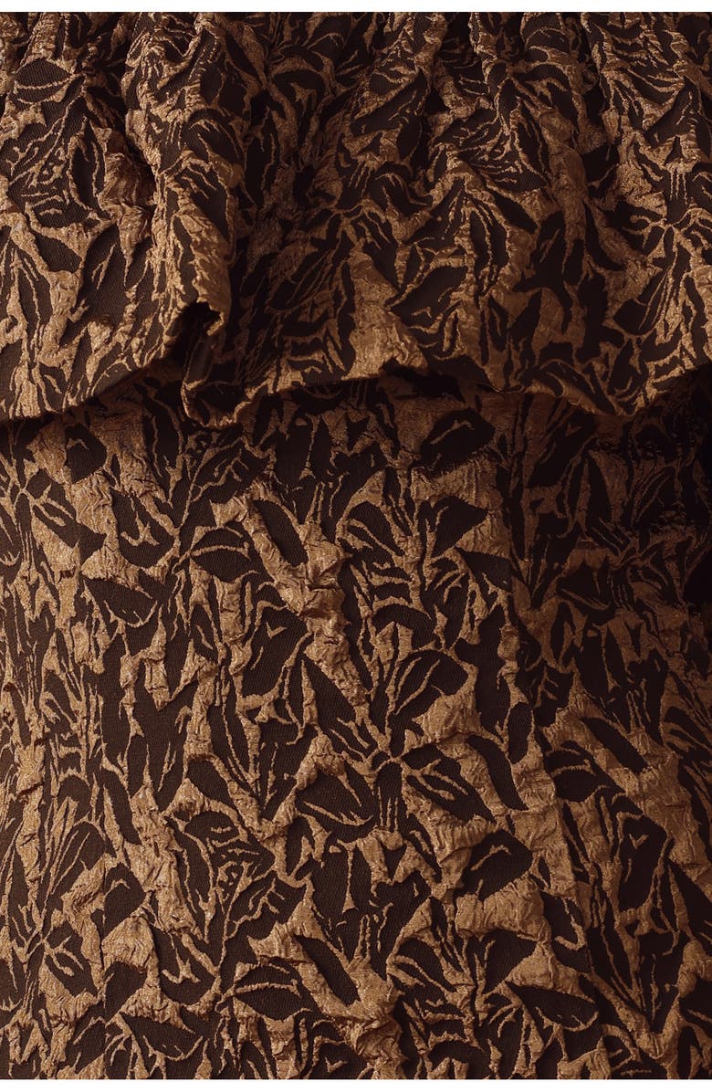 FLYING TOMATO Off the Shoulder Ruffle Short Sleeve Minidress, Alternate, color, Brown