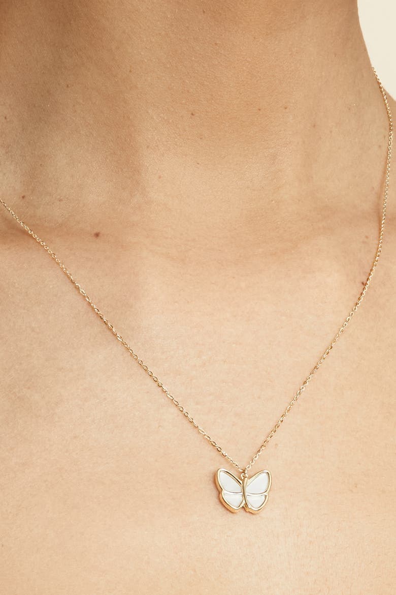 14K Gold Flutter By Pendant Charm, Alternate, color, Yellow Gold, Mother of Pearl