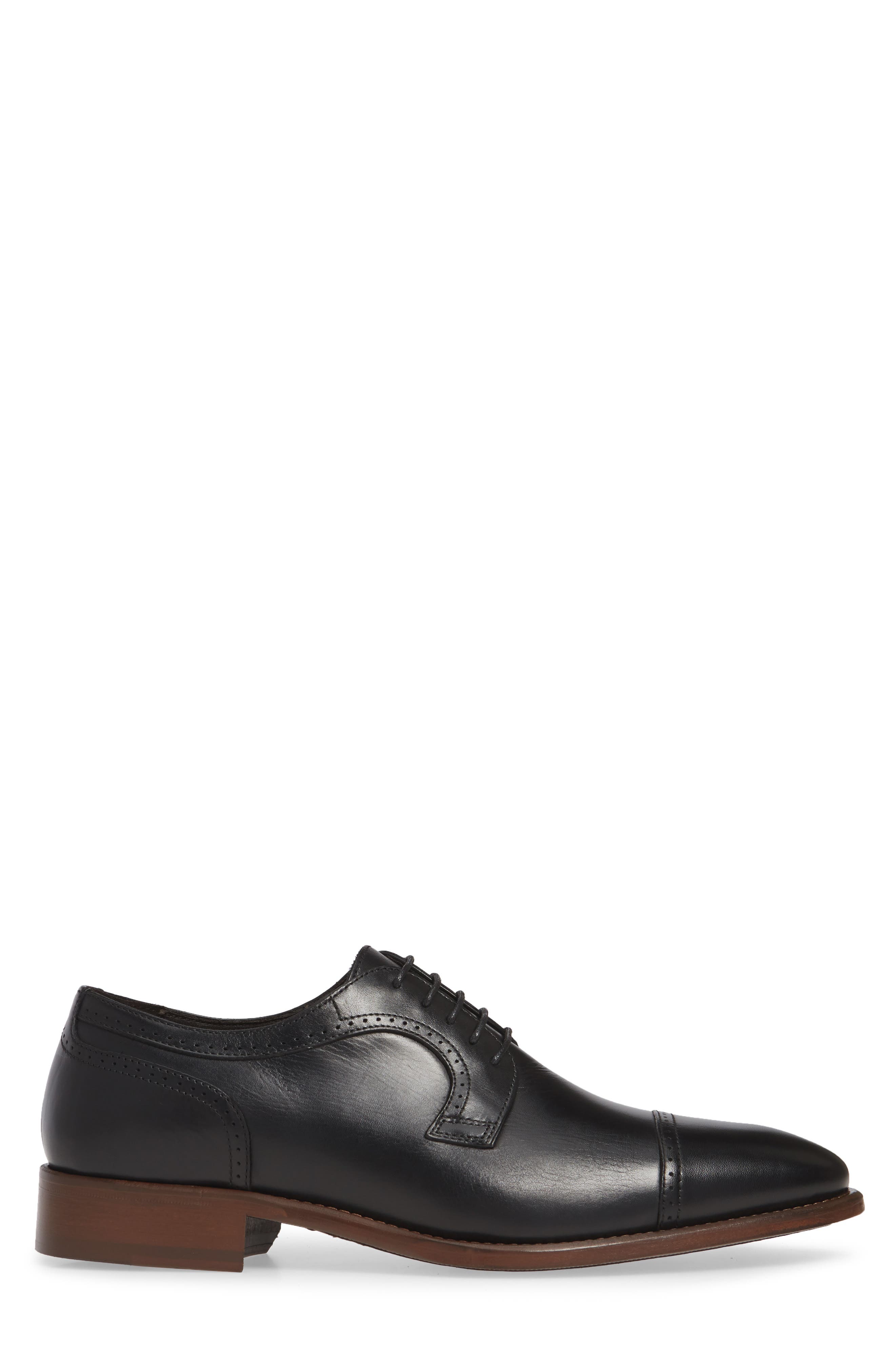 Johnston & Murphy Cormac Cap Toe Derby, Alternate, color, BLACK LEATHER