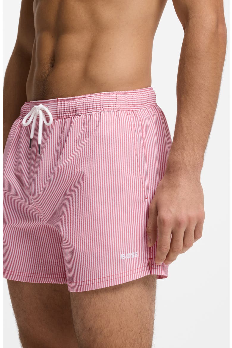 Velvetfish Seersucker Swim Trunks, Alternate, color, DARK RED
