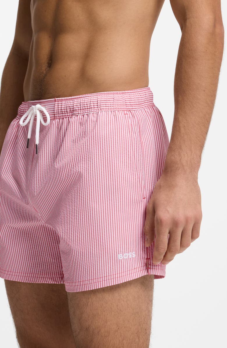BOSS Velvetfish Seersucker Swim Trunks, Alternate, color,
