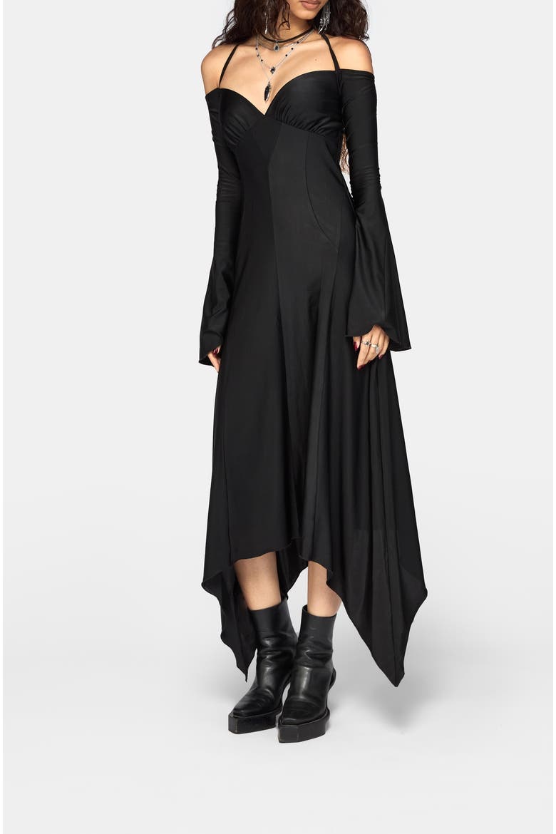 Aurelia Slinky Halter Strap Midi Dress, Alternate, color, Black