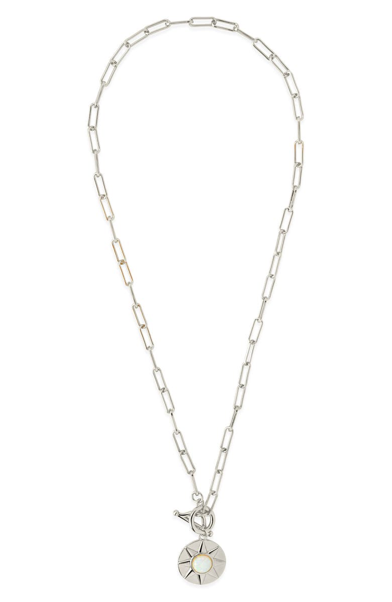 Sterling Forever Sunni Opal Disc Pendant Necklace, Main, color, 