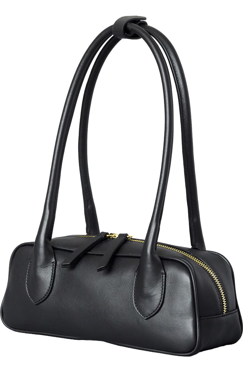 HYER GOODS Mini La Strada Leather East West Bag, Alternate, color, Black/Gold