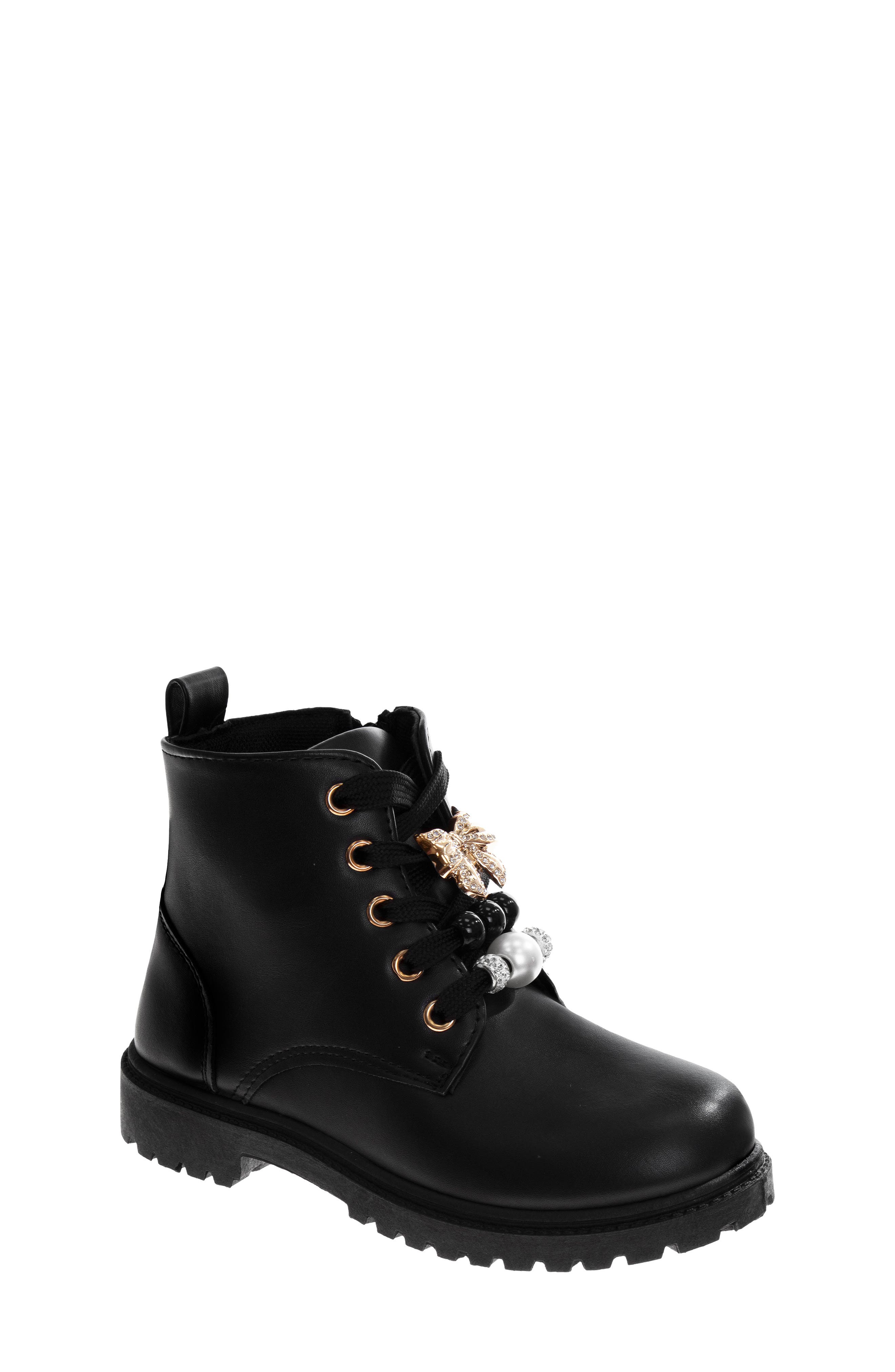 Kids' Faux Leather Combat Boot