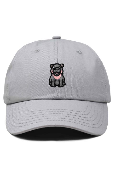 Hippo Embroidered Adjustable Hat