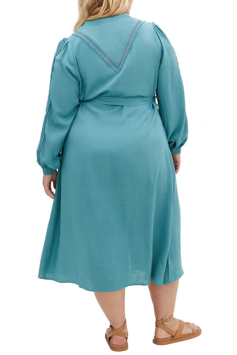 Mysteria Long Sleeve Button Front Dress, Alternate, color, BLUE
