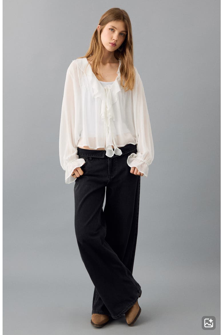 Flowy Ruffle Top, Alternate, color, OFF WHITE