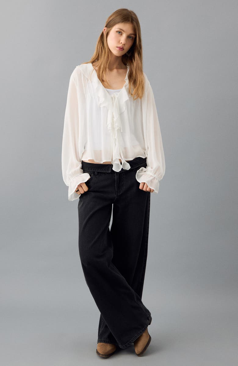 MANGO TEEN Flowy Ruffle Top, Alternate, color, Off White
