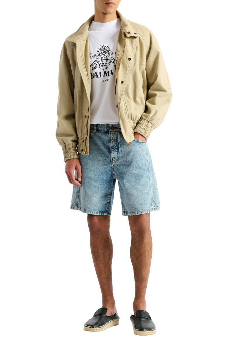 Balmain Light blue denim Bermuda shorts, Alternate, color, Blue
