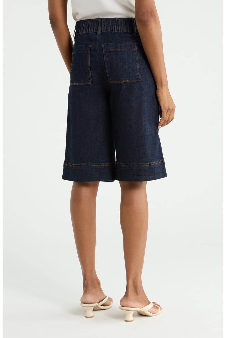 Pleated Crop Wide Leg Jeans, Alternate, color, DARK INDIGO