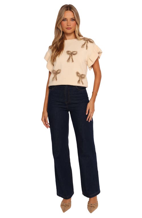 Petal And Pup Petal & Pup Cherish Bow Accent Ruffle Sleeve Sweater In Neutral