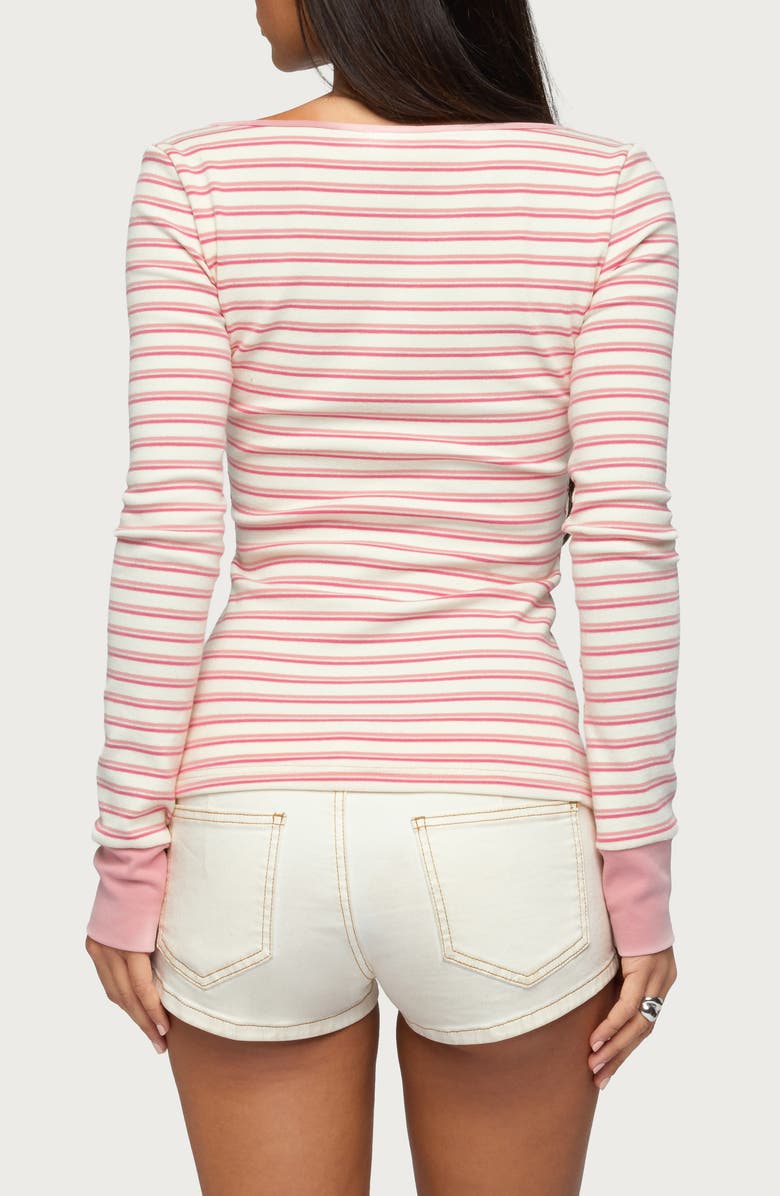 EDIKTED Jaida Stripe Stretch Cotton Henley Top, Alternate, color, 