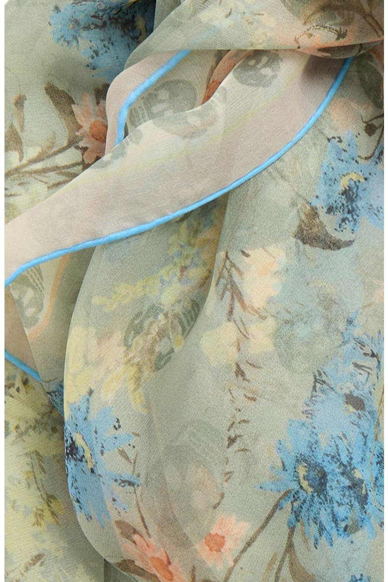 Floral Scarf, Alternate, color, ACQUA