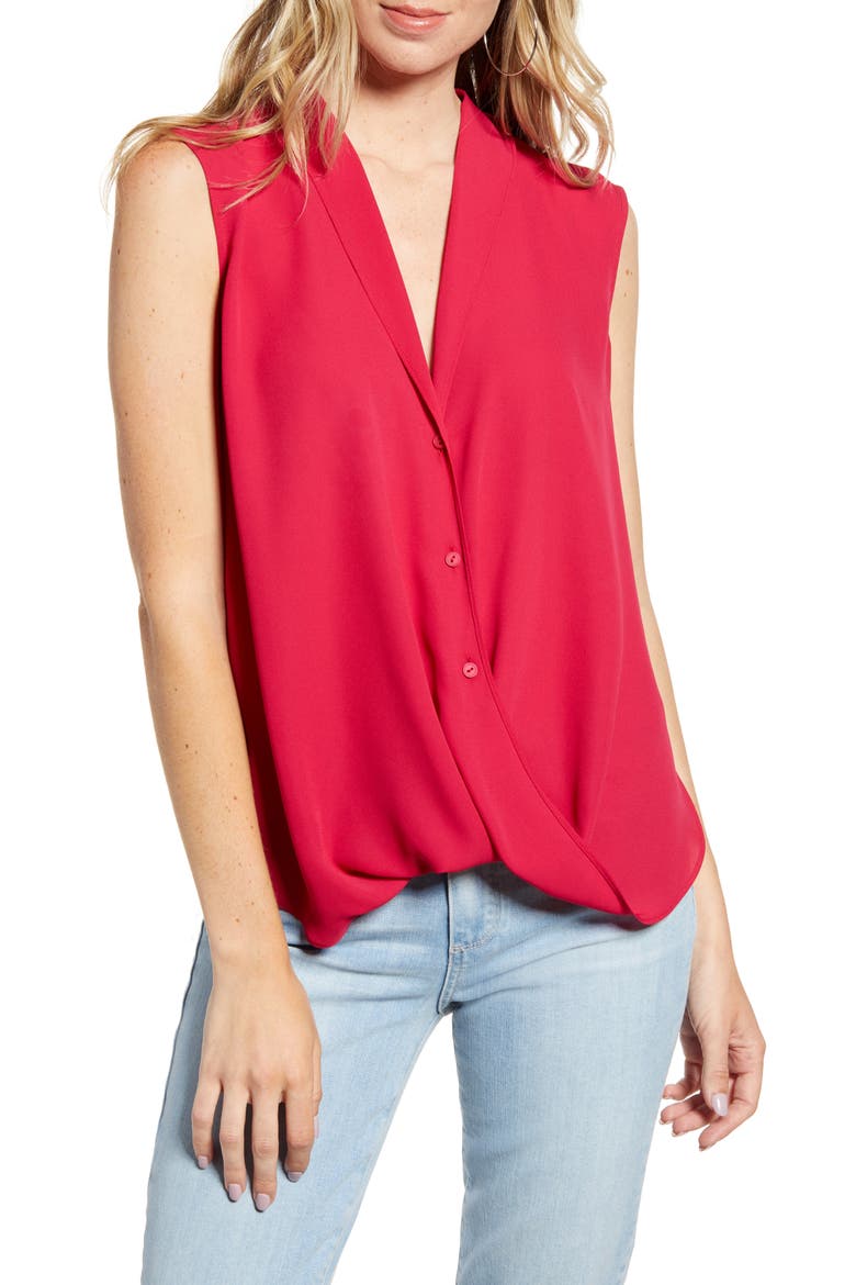 Twist Front Top, Main, color, RED CERISE