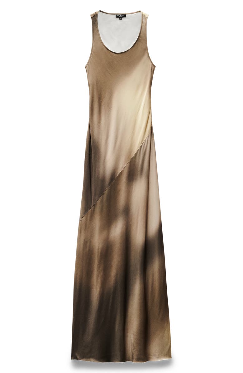 rag & bone Bias Cut Ombré Satin Maxi Tank Dress, Alternate, color, Brwmulti