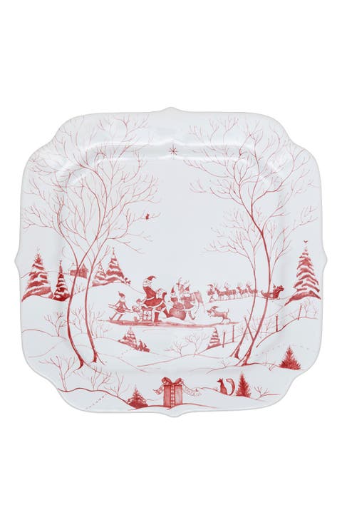 Country Estate Winter Frolic Ruby Santa’s Cookie Tray