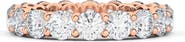 HauteCarat Lab Created Diamond Single Prong 18K Gold Eternity Band Ring