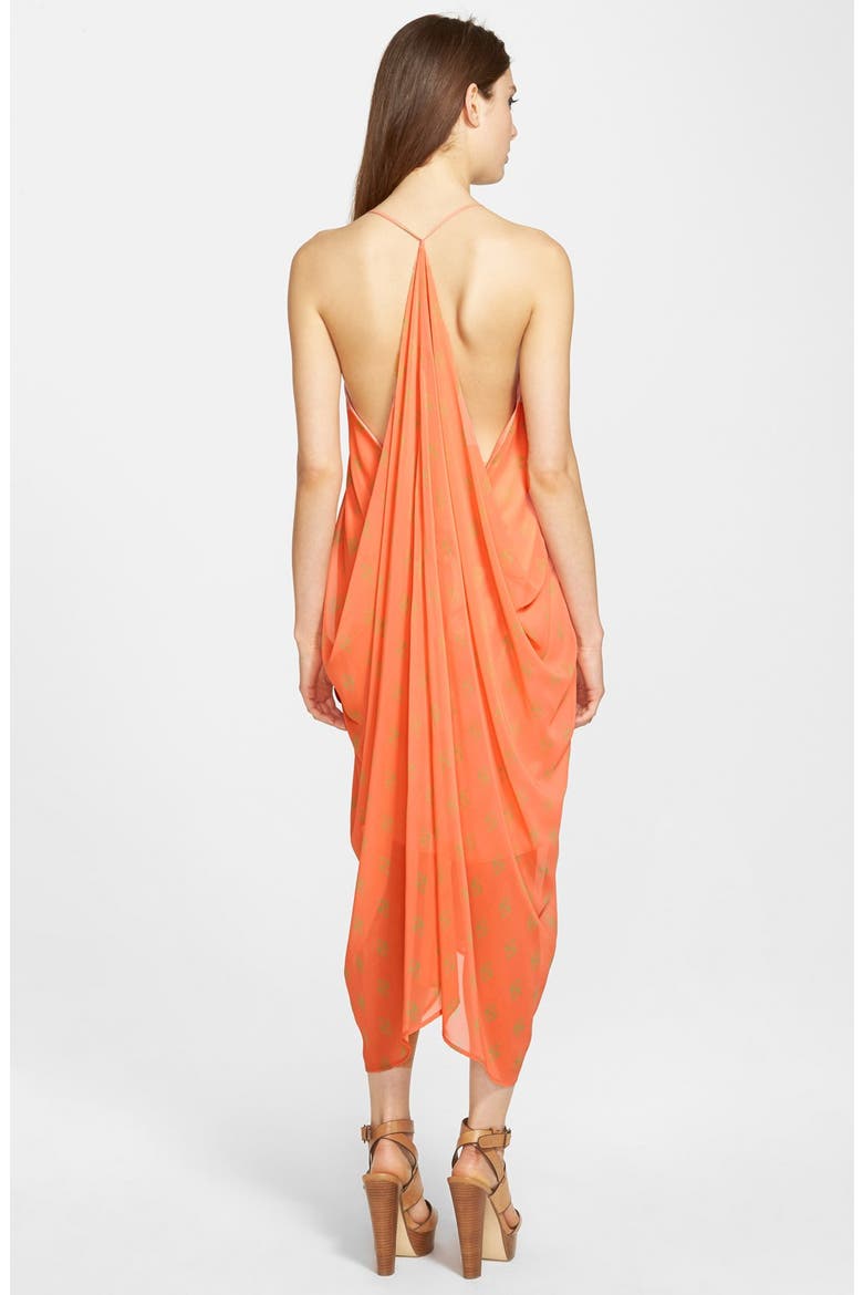 Side Drape Dress, Alternate, color, CORAL PINK IKAT
