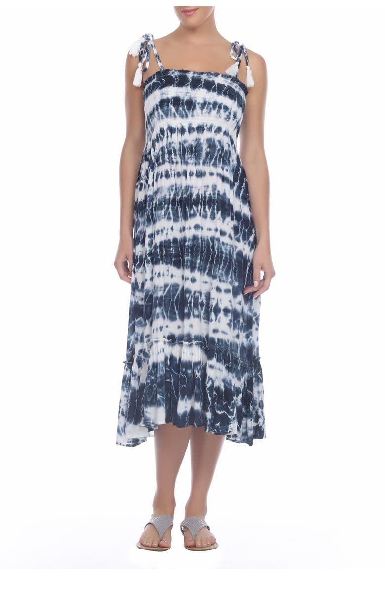 BOHO ME Smocked Tie Dye Midi Dress, Main, color, 