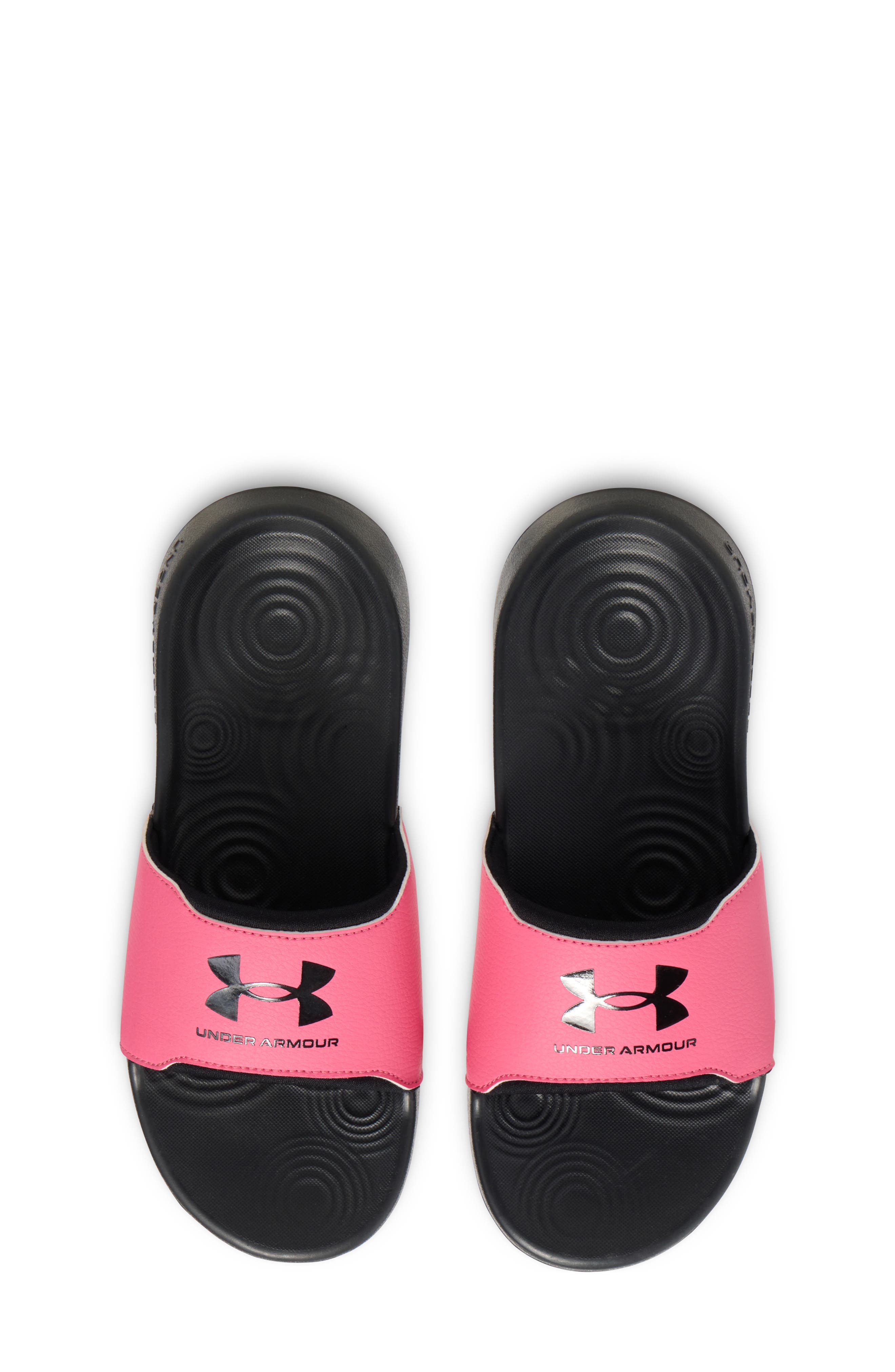 Under Armour Kids' UA Ignite Select Slide Sandal, Alternate, color, Black/ Pink