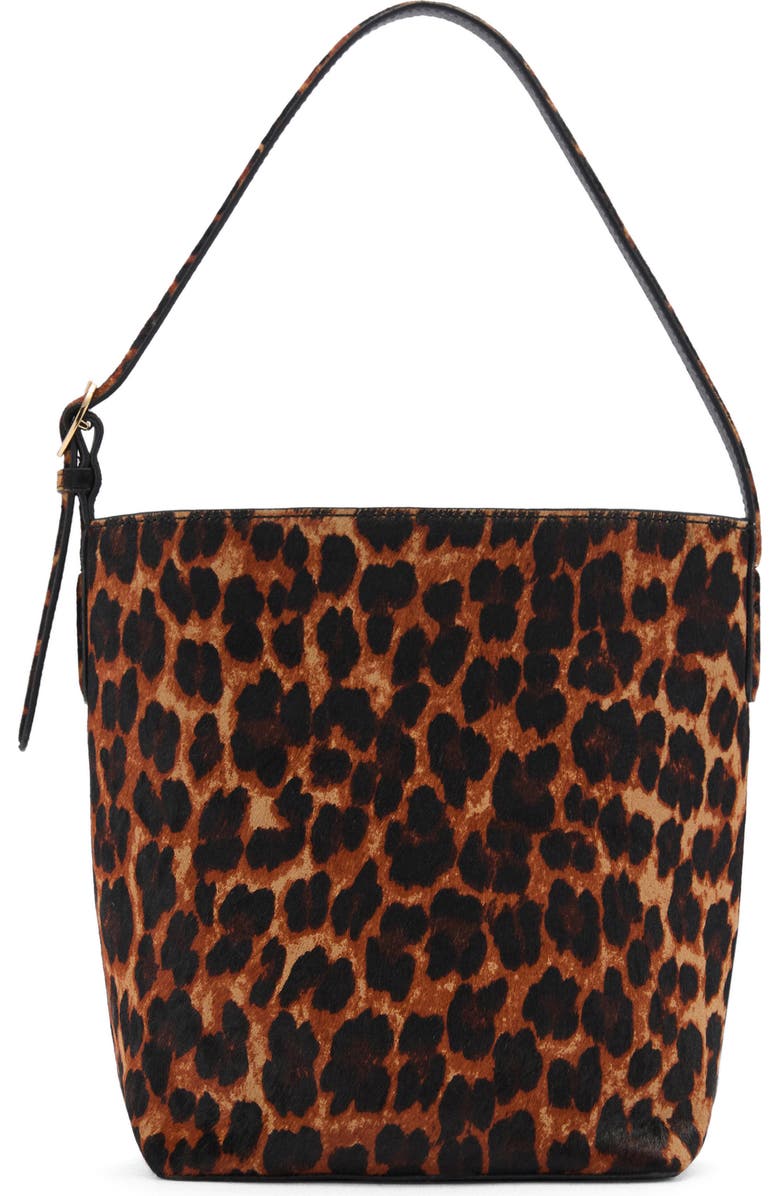 MANGO Leopard Print Genuine Calf Hair Shoulder Bag, Main, color,