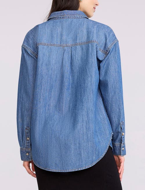 Motherhood Maternity Long Sleeve Button-up Denim Shirt In Blue