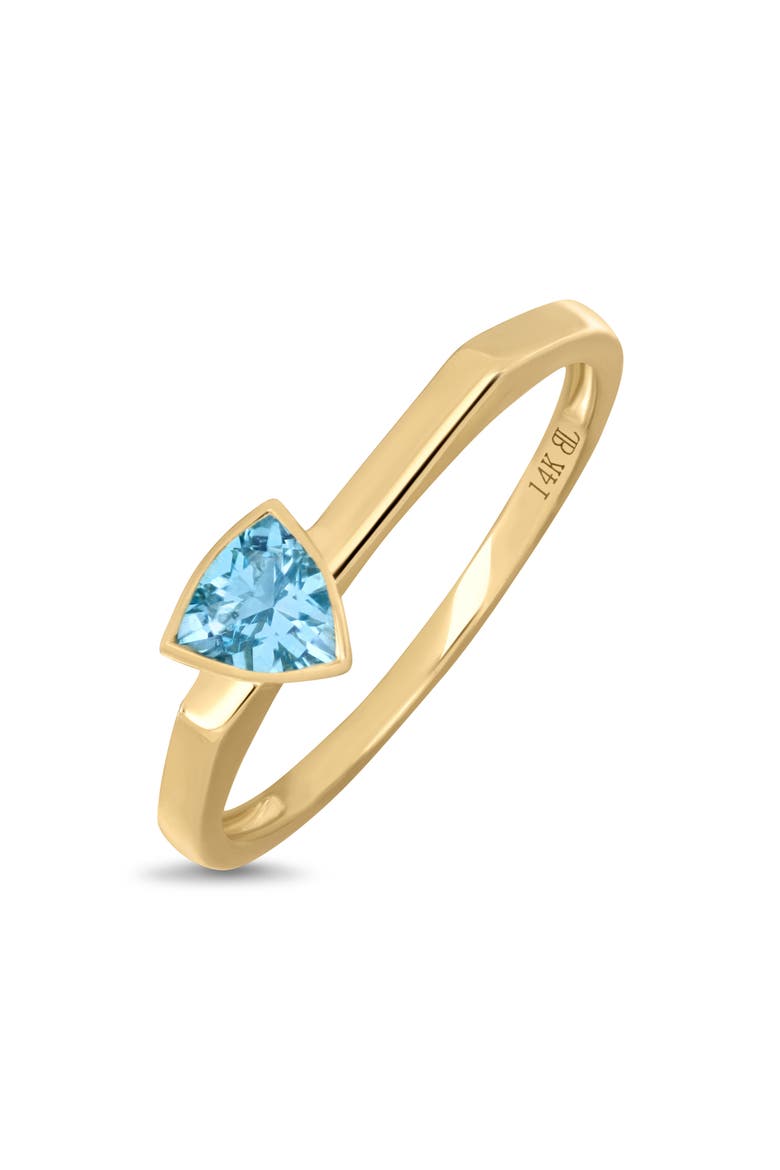 14K Gold Blue Topaz Trillion Stackable Ring (Online Trunk Show), Alternate, color, 14K YELLOW GOLD/ TOPAZ