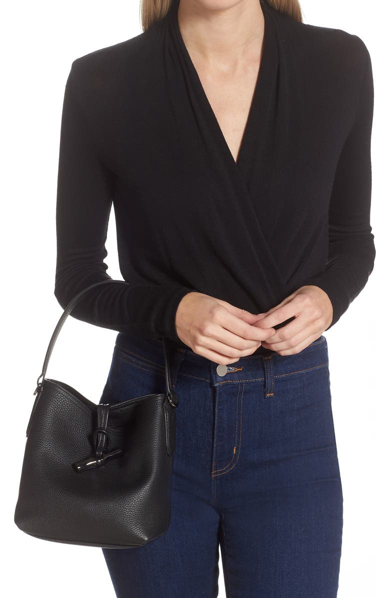 Longchamp Roseau Essential Leather Bucket Bag, Alternate, color,