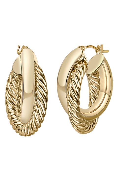 14K Gold Twisted Hoop Earrings