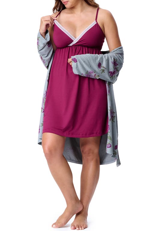 Motherhood Maternity Maternity Robe And Nursing Chemise Sleep Set In Multi