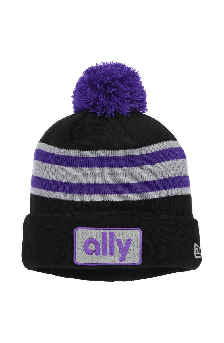 New Era Men's New Era Purple/Black Alex Bowman Cuffed Knit Hat with Pom, Main, color, Purple
