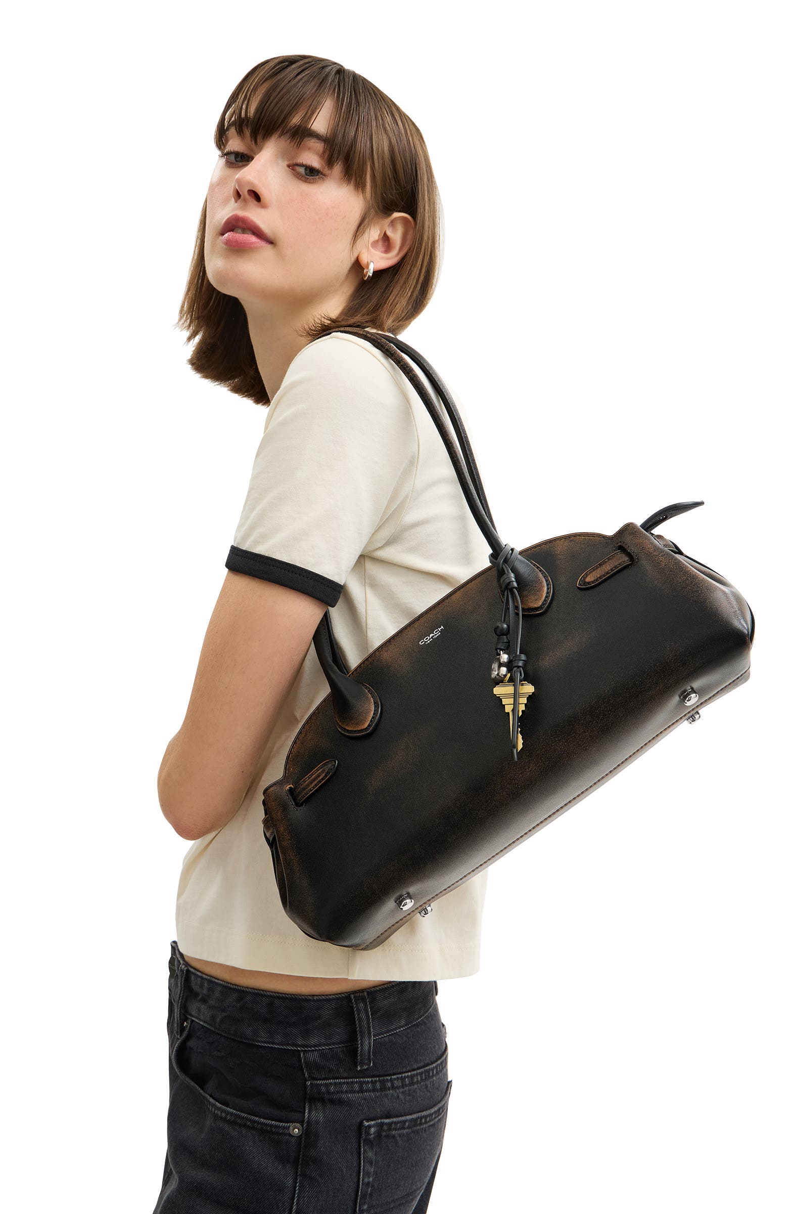 COACH Empire 34 Loved Leather Carryall Bag, Alternate, color, 